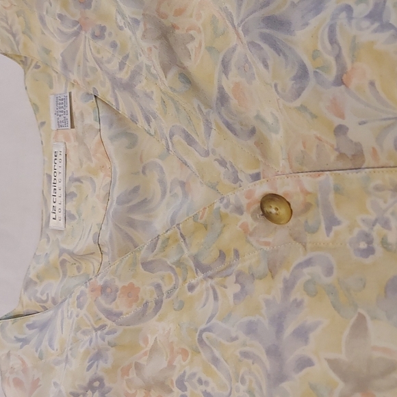 Liz Claiborne Ladies top 100% silk long sleeve flower pattern - Picture 3 of 7